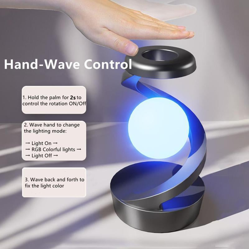 360 Degree Rotating Floating Moon Lamp, 15W Wireless Charging Station, Unique Decorative Lamp, Perfect Gift for Mobile Phone