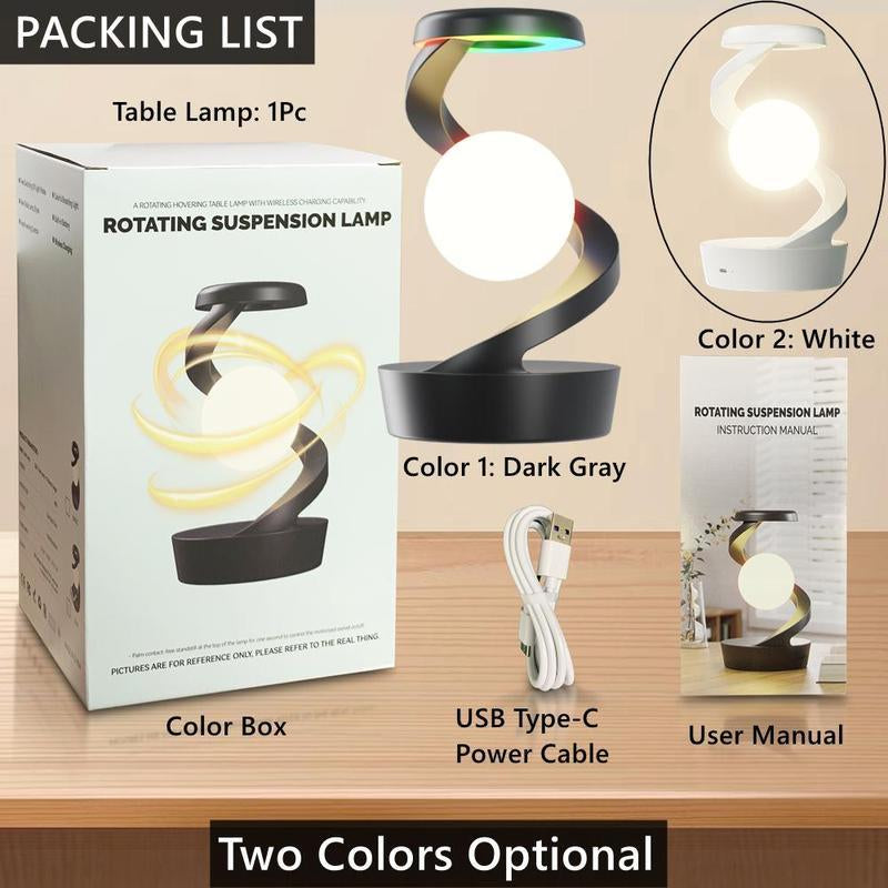 360 Degree Rotating Floating Moon Lamp, 15W Wireless Charging Station, Unique Decorative Lamp, Perfect Gift for Mobile Phone